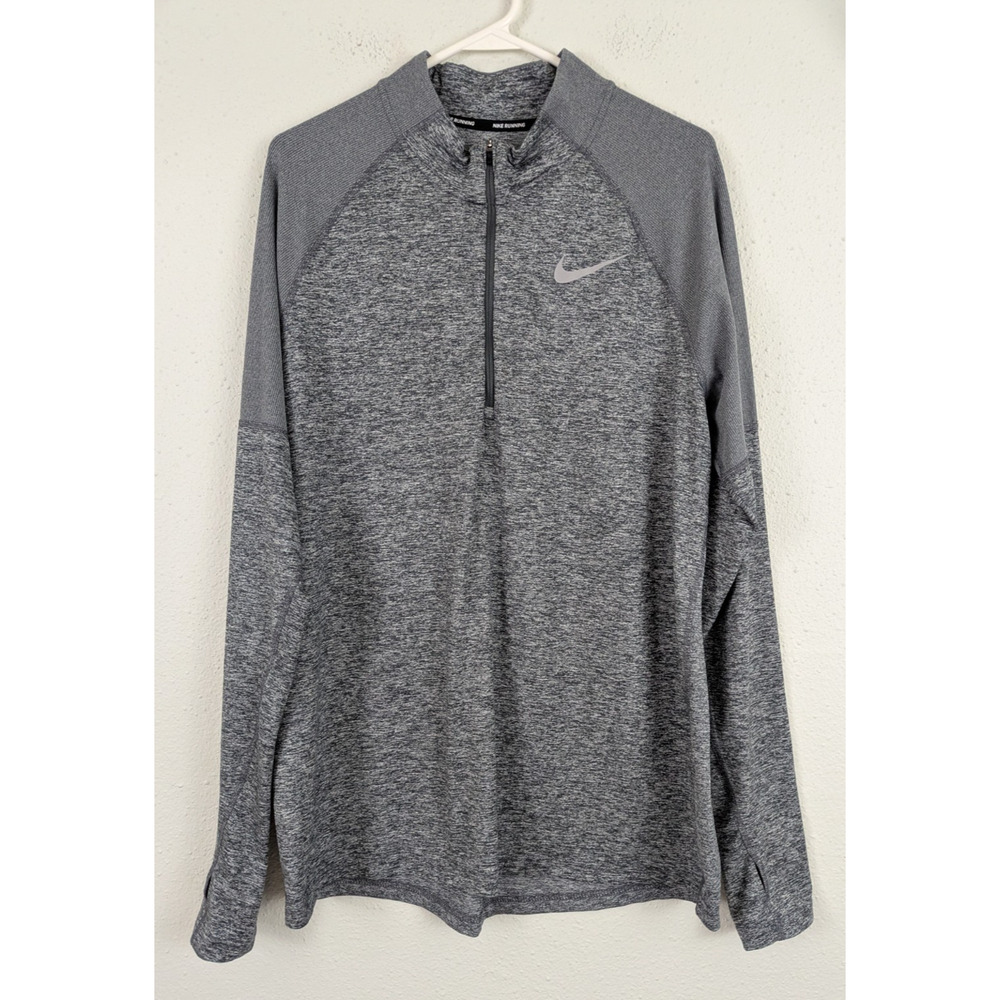 Nike Running men sz L Element 1/4 zip Top long sleeves grays thin stretchy 4760